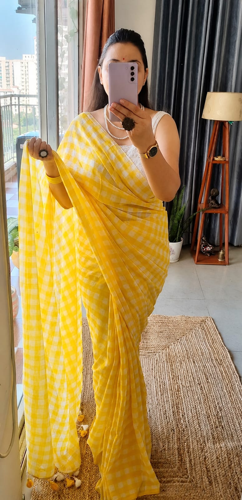 MULCOTTON CHECKS SAREE