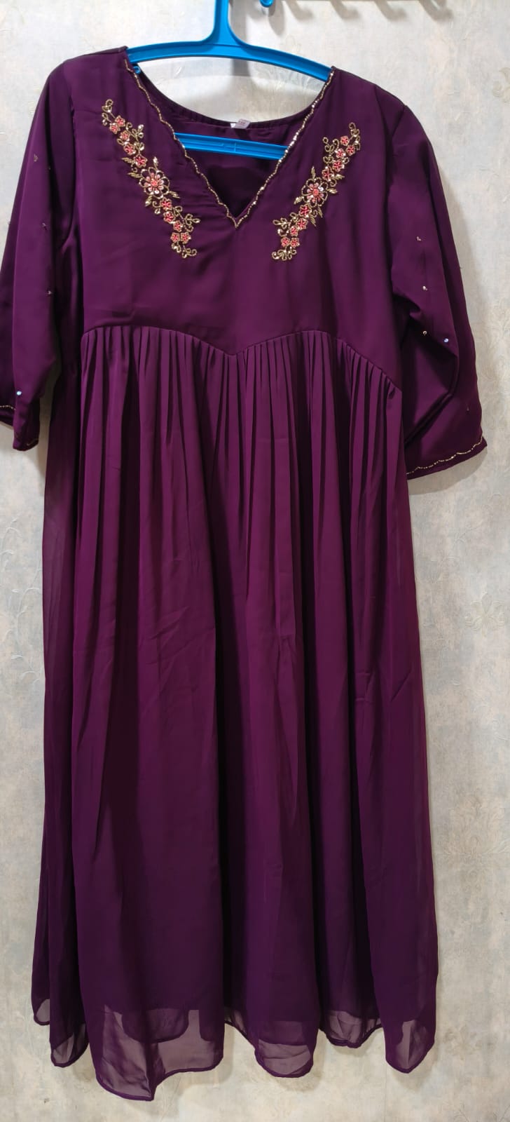 WINE COLOUR GEORGETTE FROCK
