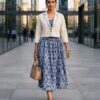 KHADI COTTON BLUE FROCK WITH COAT