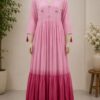 PINK DUAL SHADE MULCOTTON LONG FROCK