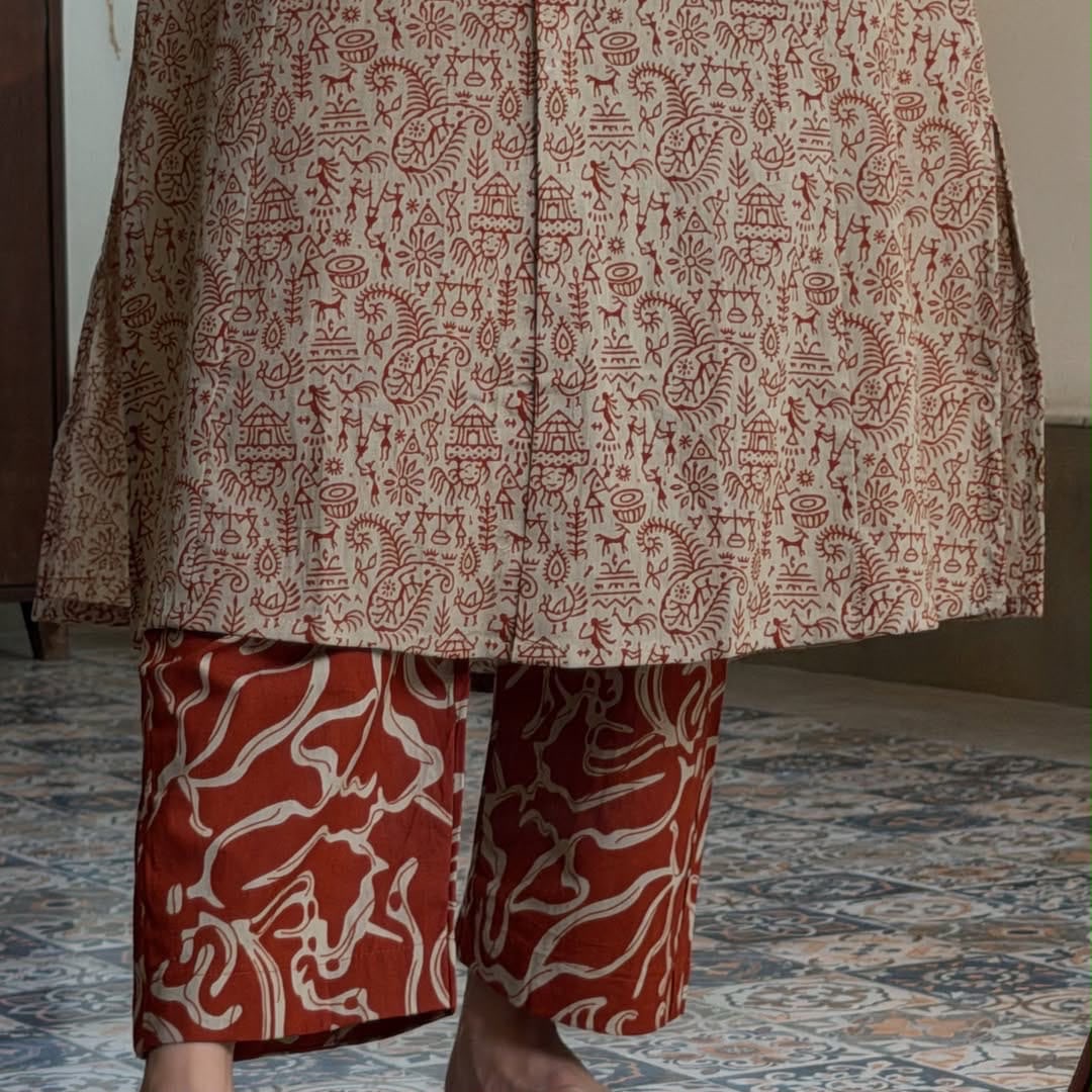 MULCOTTON 2 PIECE KURTA SET MAROON COLOUR - Image 2