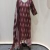 BROWN COLOUR IKKAT 3 PIECE SUIT