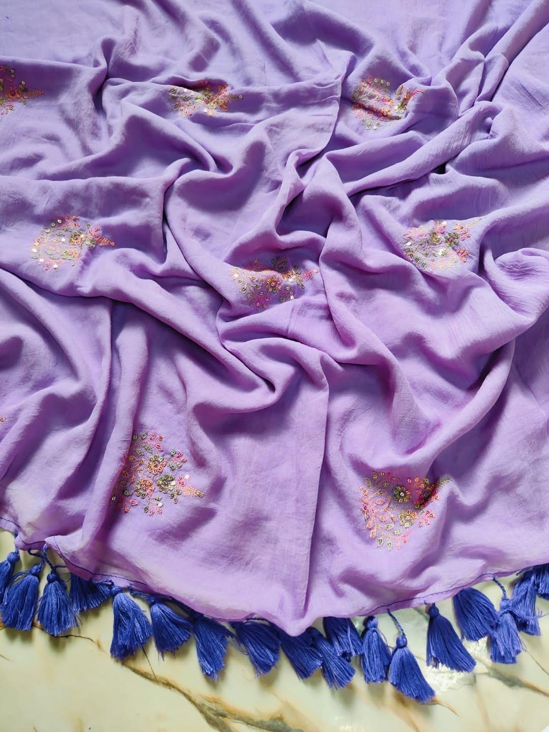 VIOLET COLOUR MULCOTTON SAREE