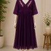 WINE COLOUR GEORGETTE FROCK