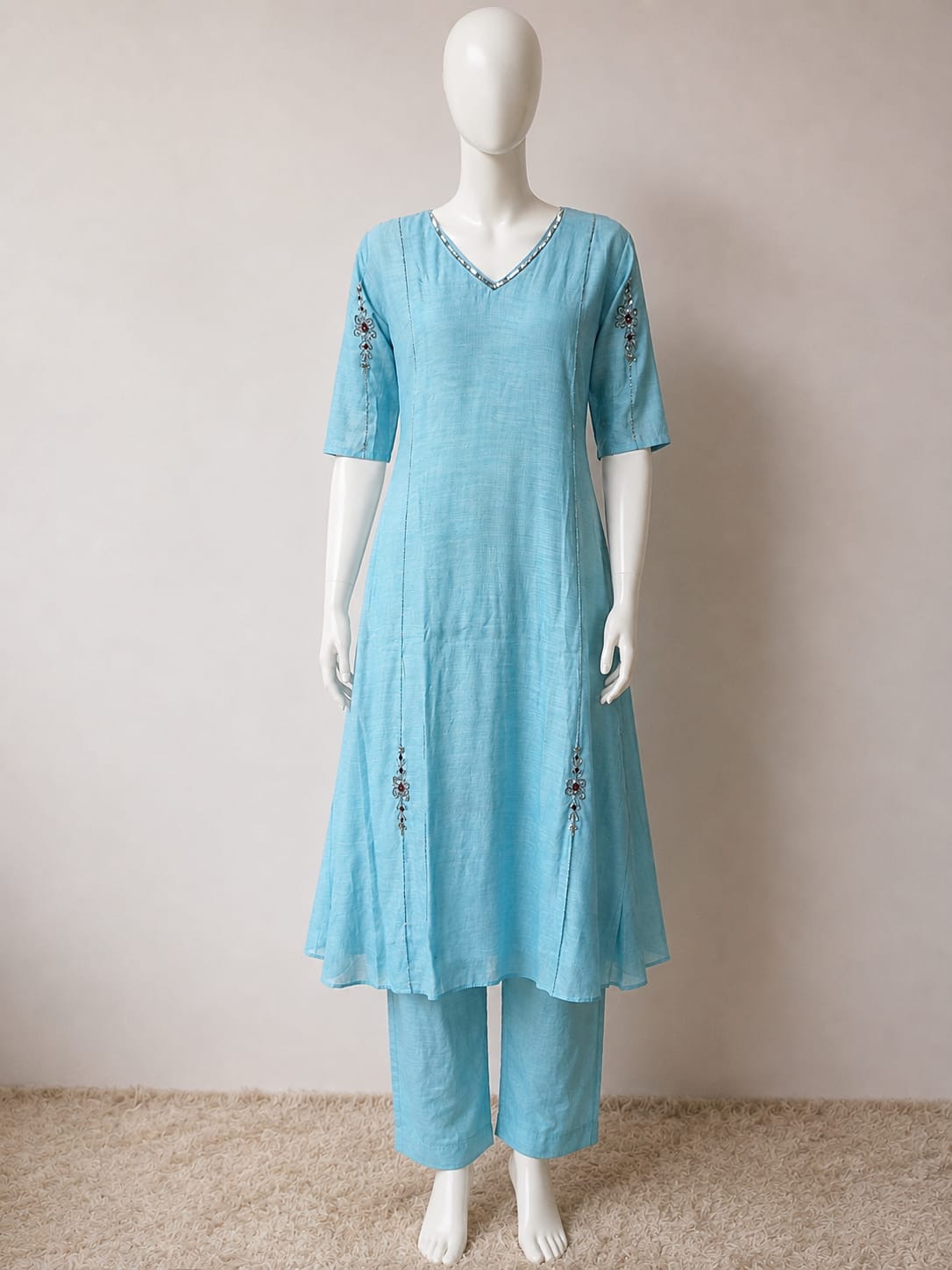 BLUE COLOUR MULCHANDERI 2 PIECE