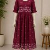 MAROON JHAMDHANI FROCK