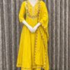 YELLOW COLOUR 3 PIECE  ANARKALI KURTI SET