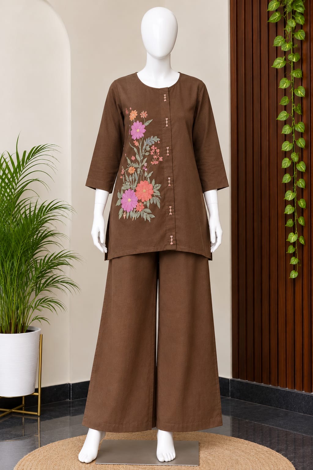 DARK BROWN MULCOTTON CORDSET