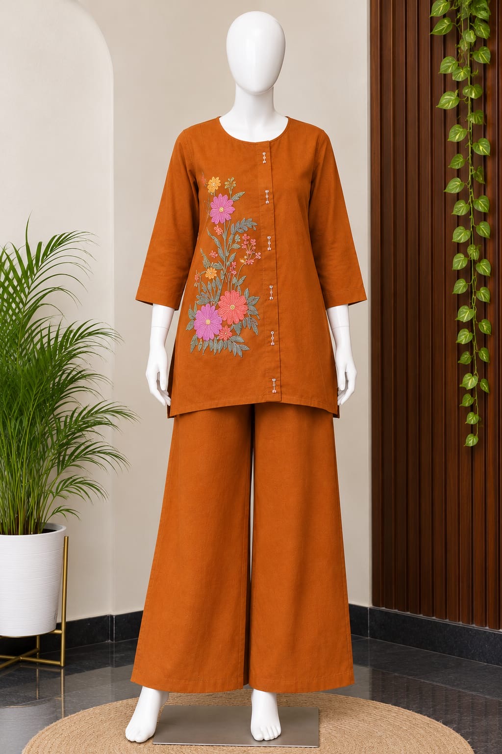 RUST ORANGE MULCOTTON CORDSET